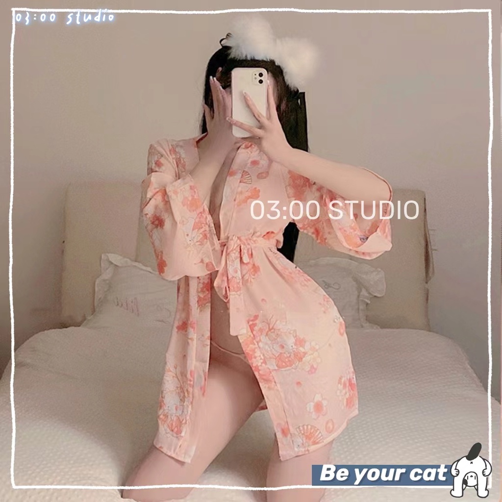 （Giao hàng bảo mật）🌸Đồ ngủ sexy🌸Set Kimono Nhật Chất Phi voan Siêu cosplay Gợi Cảm Cao Cấp 40-65kg--003