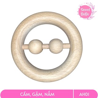 Bộ Gặm Nướu Bằng Gỗ Thông An Toàn Cho Trẻ Nhỏ 👶 Gồm 5 Sản Phẩm Giúp Bé Tập Cầm Nắm, Quen Với Những Hình Khối