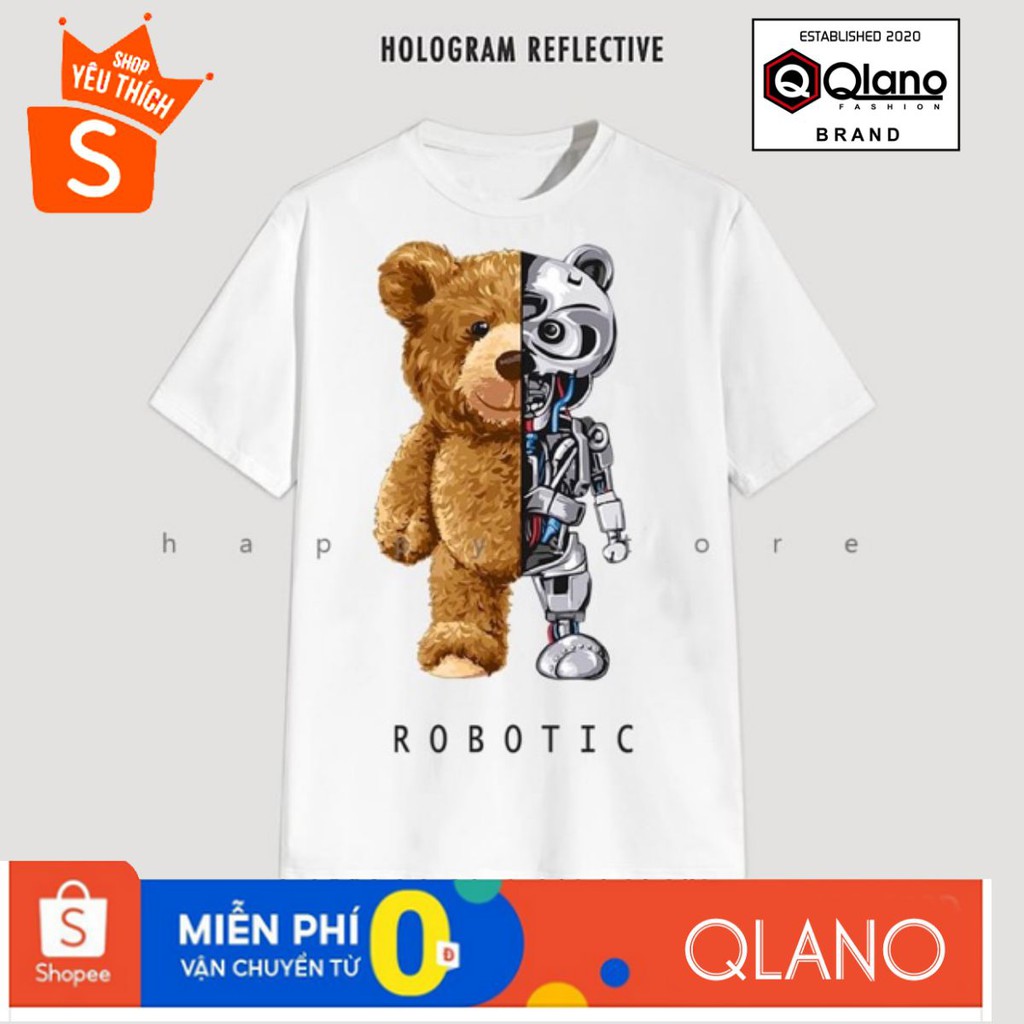 [Mã FASHIONT4MA2 giảm 10K đơn 50K] Áo Thun Gấu Teddy Robot chất đẹp Qlano