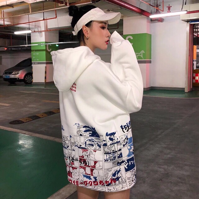 [Có sẵn] Áo hoodie trắng hoạt hình ulzzang | BigBuy360 - bigbuy360.vn