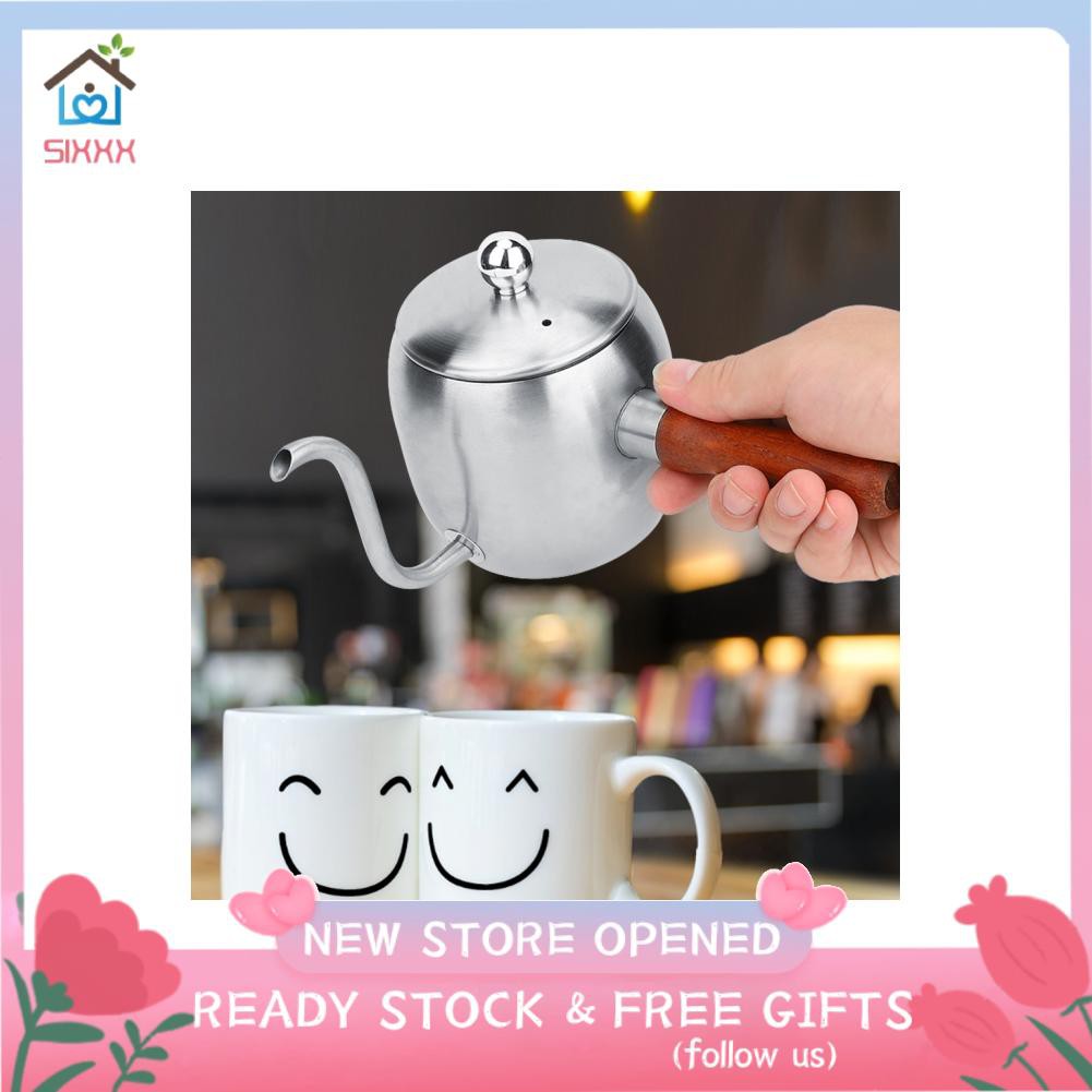 Sixxx Household Stainless Steel Coffee Pot Drip Kettle Teapot Long Spout 500ml