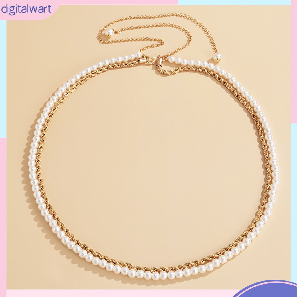 {digitalwart} Chuỗi Đeo Hông Đính Ngọc Trai Trắng Tinh Tế Cổ Điển Dễ Phối Đồ Đi Tiệc Tinh Tế Đẹp Mắt