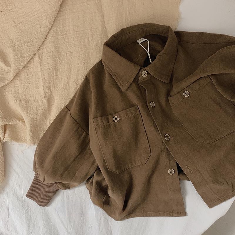 Áo Sơ Mi Cotton Dài Tay Phong Cách Retro Thời Trang Thu Đông Dành Cho Trẻ