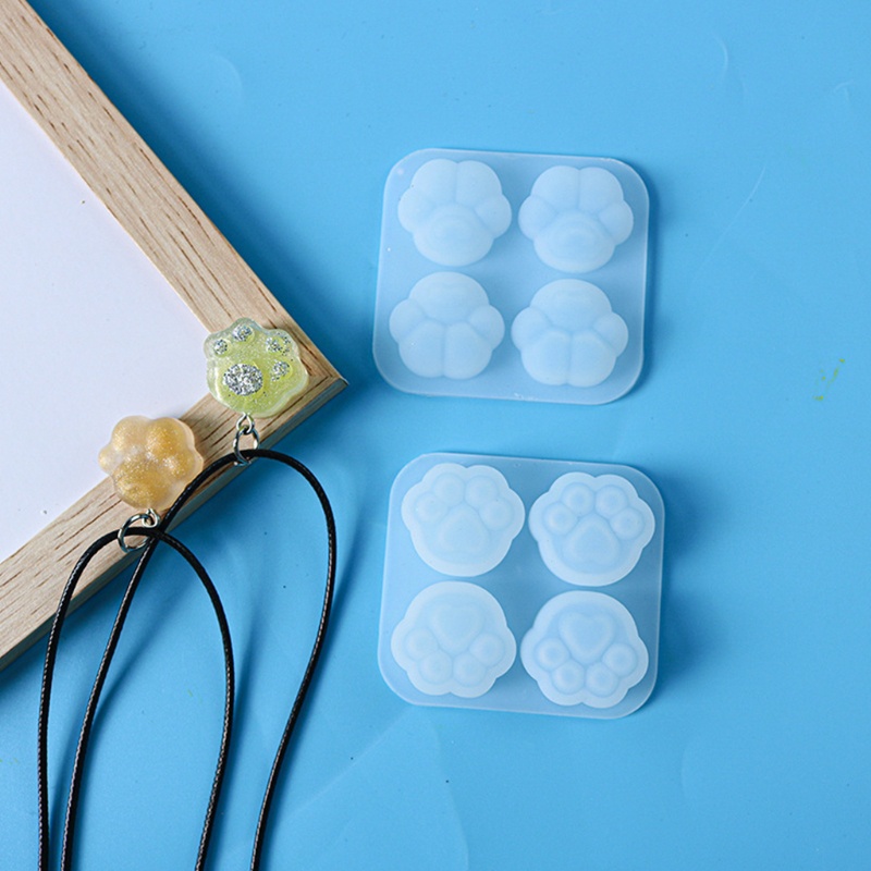 Khuôn Làm Bông Tai 4 Ngăn Hình Móng Vuốt Mèo Bằng Resin Epoxy Pha Lê Sáng Bóng