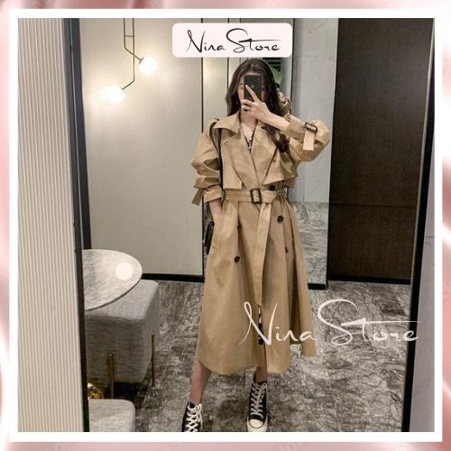 Áo Măng Tô Nữ 2 Lớp Áo Khoác Măng Tô Nữ Dáng Dài Kèm Đai Dày Dặn NinaStore Mã 589