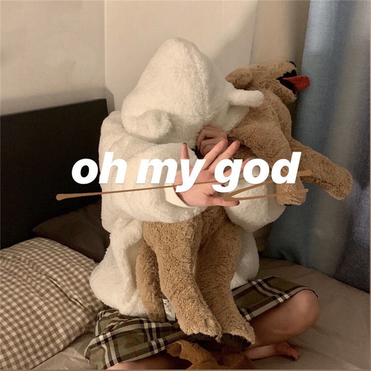 Áo khoác giả lông cừu tay dài khóa kéo có mũ tai gấu dễ thương phong cách harajuku cho nữ | BigBuy360 - bigbuy360.vn