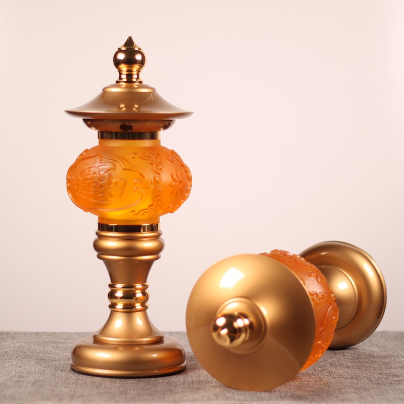 CẶP ĐÈN LED HOA LƯU LY THỜ CÚNG CAO CẤP