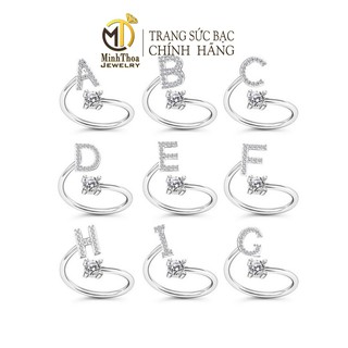 Nhẫn nữ bạc đẹp, nhẫn chữ cái bạc cá tính dáng hở Minh Thoa Jewelry