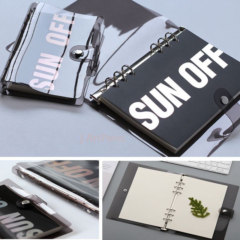 Bìa Sổ Còng Bìa Dẻo Màu Đen (Black) Sun Off A6 A5 6 Lỗ Binder Planner Take Note Giấy Refill