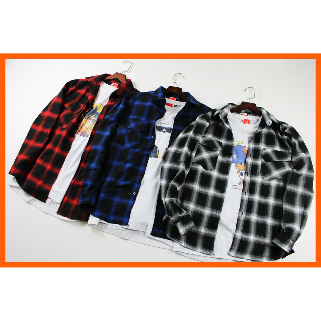 Áo Flannel form rông nhiều màu phối đồ cực dễ