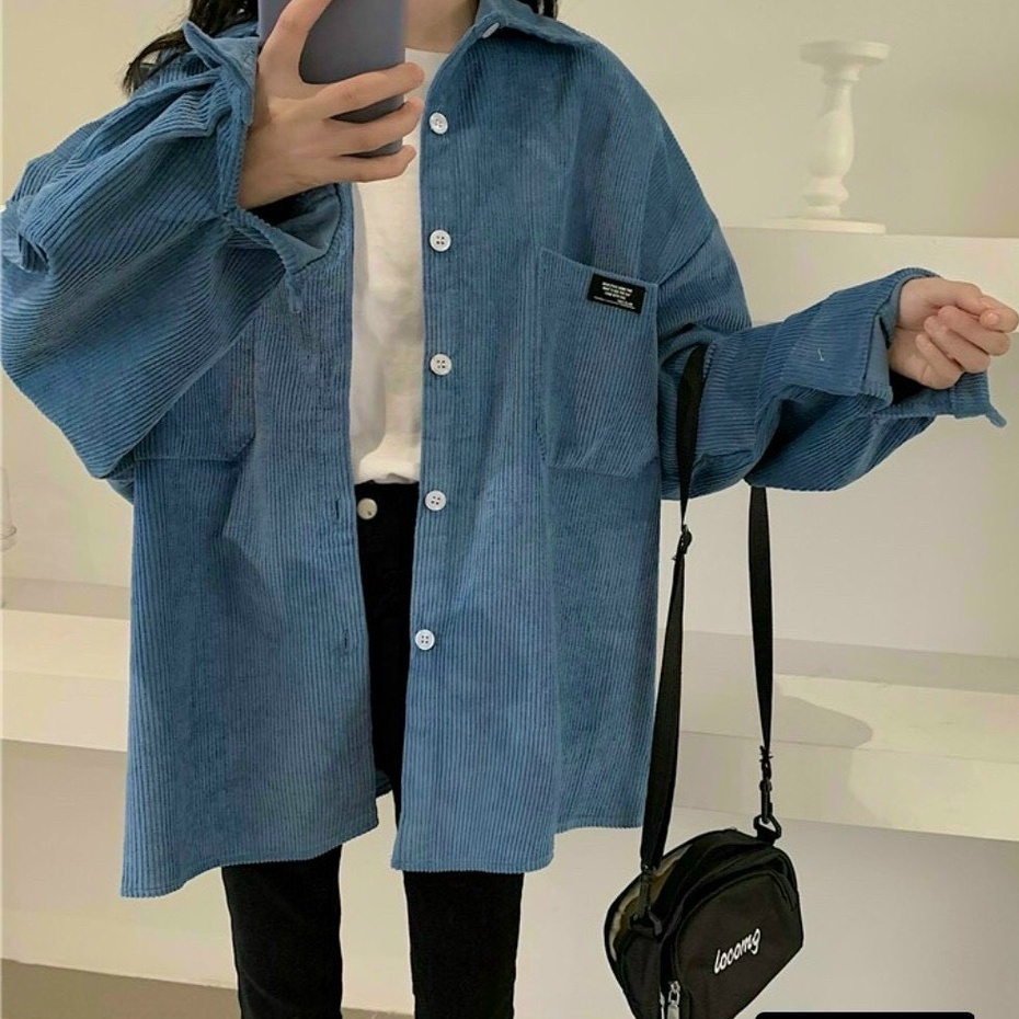 Áo Khoác Sơ Mi Nhung Gân Nam Nữ Unisex Chất Dày Dặn Phong Cách Hàn Quốc (Tuilogo)