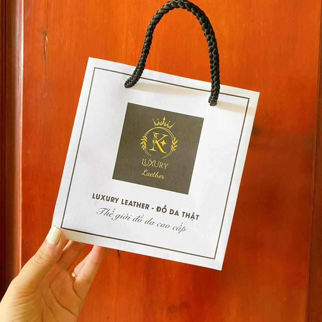 K LUXURY LEATHER- Túi Giấy Quà Tặng Cao Cấp Có Quai Xách Vải Đen Sang Trọng, Lịch Sự KT008