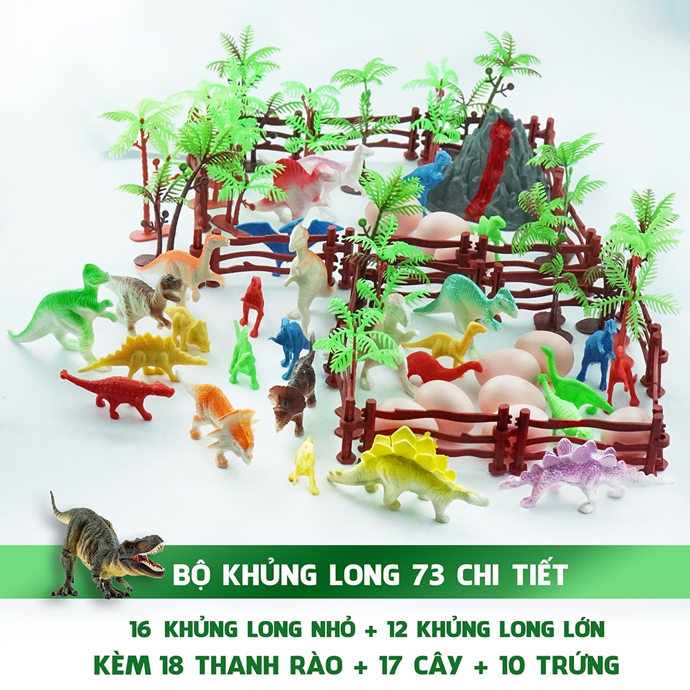 Set Bộ Mô Hình Nhựa Đồ Chơi 73 Chi Tiết Khủng Long Dinosaur Công Viên Jurassic Kỷ Jura