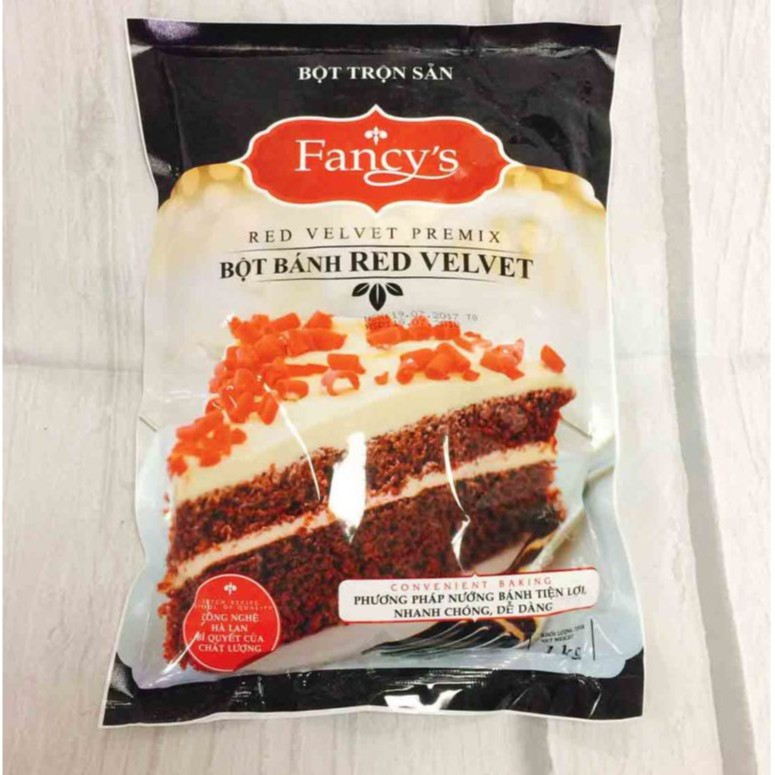 Bột trộn sẵn bánh Red Velvet Fancy's gói 1kg dễ dàng làm được những chiếc bánh red velvet thơm ngon