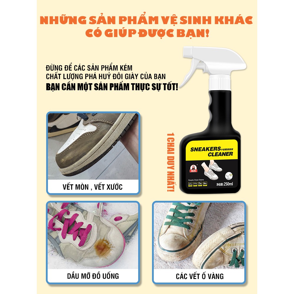 Bình xịt vệ sinh giày sneaker trắng SNEAKERS CLEANER 250ml