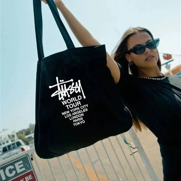 [ Hàng Hot ] Túi Xách Canvas In Chữ Stussy Thời Trang