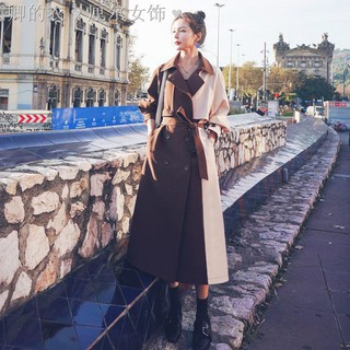 Áo khoác gió đầu thu dài vừa phối màu form rộng phong cách Anh Hàn