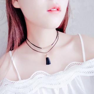 Vòng Cổ Choker Tua Rua 2 Tầng