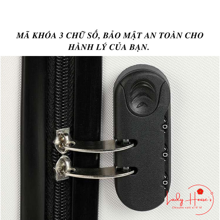 Vali Du Lịch Tay Kéo In Hình Thời Trang 4 Bánh Xe Xoay 360 Độ Chất Liệu Nhựa Nhám PC+ABS Bền Đủ Size 20/24/26 inch