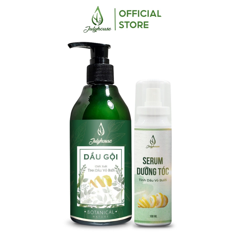 Combo dưỡng tóc bồng bềnh: Dầu gội Bưởi 300ml và Serum dưỡng tóc Bưởi 100ml JULYHOUSE