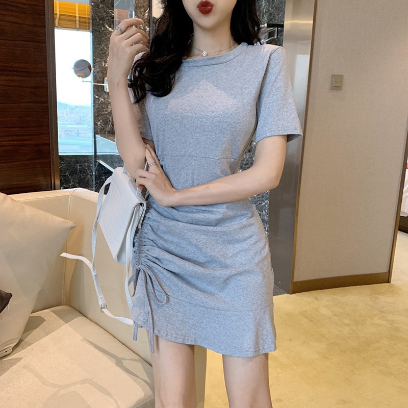 Short sleeve sexy women dress Korean fashion casual High waist skirt