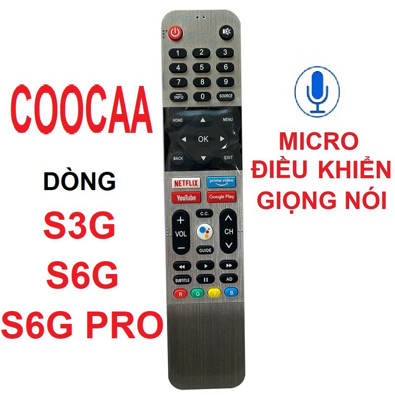 Remote điều khiển tivi COOCAA smart android tv dòng S3G S6G S6G PRO micro điều khiển giọng nói