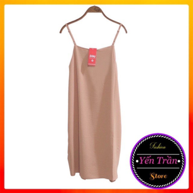 Váy 2 dây, đầm xuông - chất đũi lụa trơn basic nữ | BigBuy360 - bigbuy360.vn