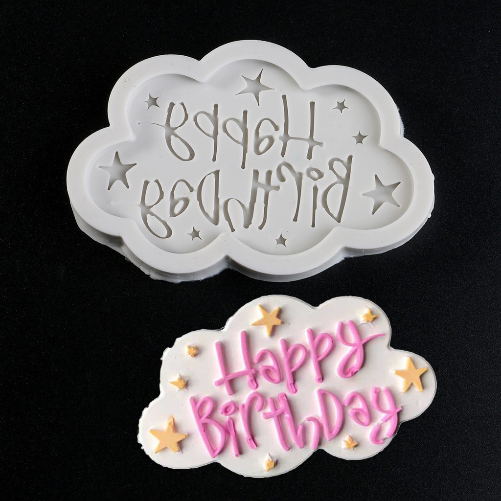 Khuôn Fondant Bằng Silicone Với Họa Tiết 3d Hình Chữ Happy Birthday