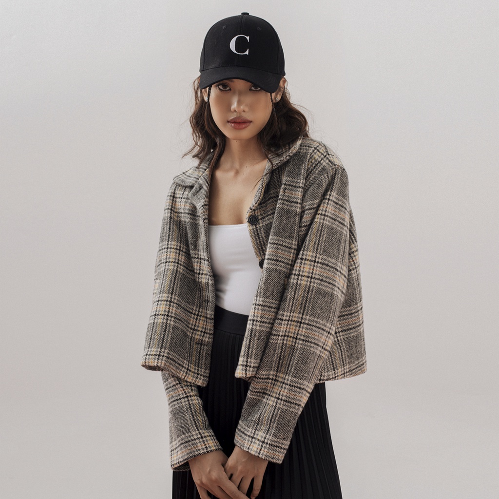 TATICHU - Cropped Jacket _ Áo khoác croptop nỉ bố caro