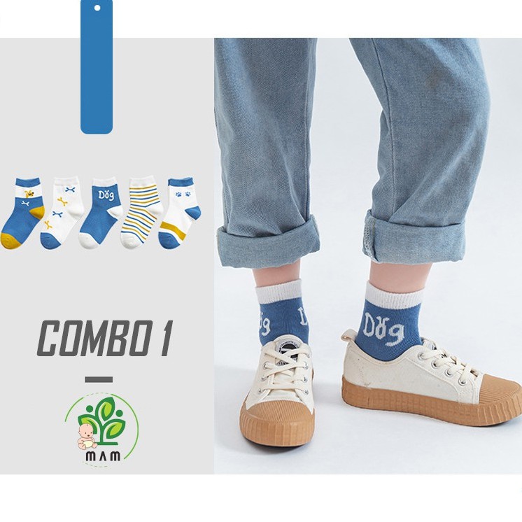 Combo 5 Đôi Tất Trẻ Em Mầm Store Vớ Cho Bé Trai Bé Gái T5.1