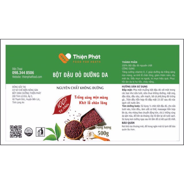 Bột Đậu Đỏ Dưỡng Da Thiện Phát Gói 500g | BigBuy360 - bigbuy360.vn