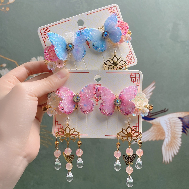 Set 1 Cặp Kẹp Tóc Gắn Hoa/Thỏ Dễ Thương Cho Bé