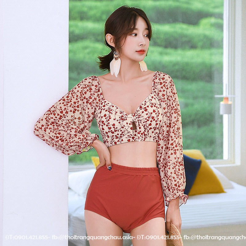 [Hàng Nhập] Bikini 2 mảnh sang trọng tay phồng phong cách Hàn quốc #2007
