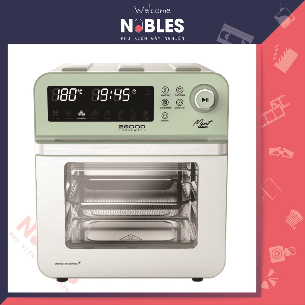 Nồi Chiên Không Dầu 14.5 Lít 2Good S19 Thương Hiệu Malaysia Màn Hình LCD Nút Bấm Cơ Cảm Biến Inox 304