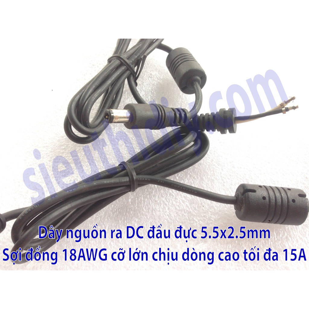 Dây nguồn DC ra đầu đực 5.5*2.5/5.5*2.1/7.4*5.0mm các loại lõi lớn