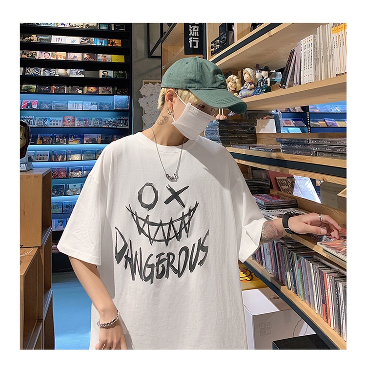 Áo Thun Tay Ngắn Dáng Rộng Phong Cách Hip Hop Hàn Quốc Cá Tính Cho Nam Size S-8Xl