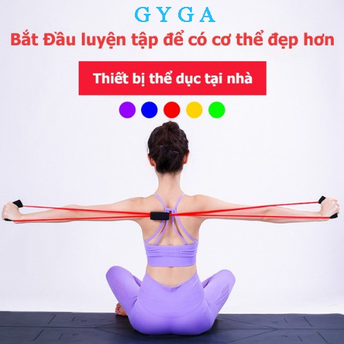 Dây kéo đàn hồi tập tay nam nữ số 8 dây tập thể lực tập gym yoga tại nhà cao su dẻo dai chắc chắc màu sắc tươi tắn GYGA