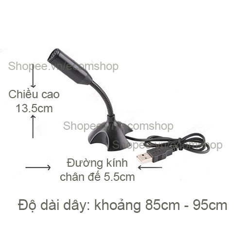 Micro máy tính nhỏ gọn Mic-S kết nối qua cổng USB, xoay 360 độ, chống ồn