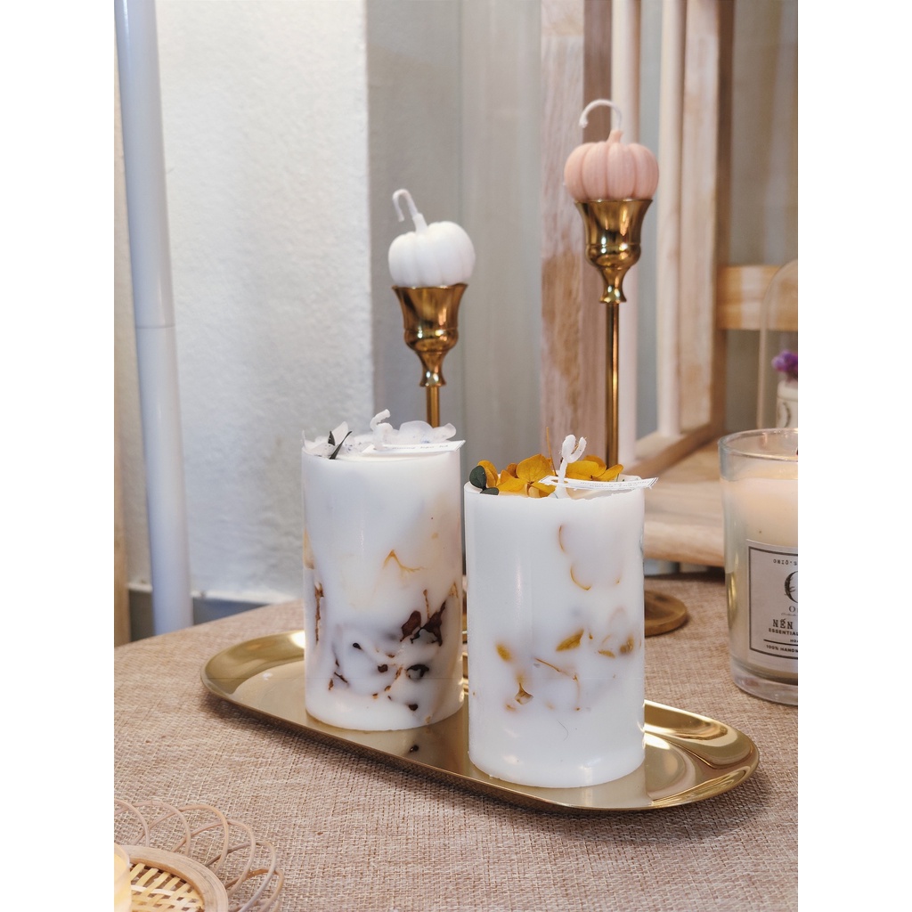 Hộp quà tặng theo set 2-Handmade by Onio - gồm nến thơm - sáp thơm - kích thước hộp 22x8x8cm