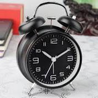 Đồng hồ báo thức 2 quả chuông kèm đèn kiểu cổ điển để bàn tiện lợi-MẦU ĐEN - ĐỔ LOẠI TO