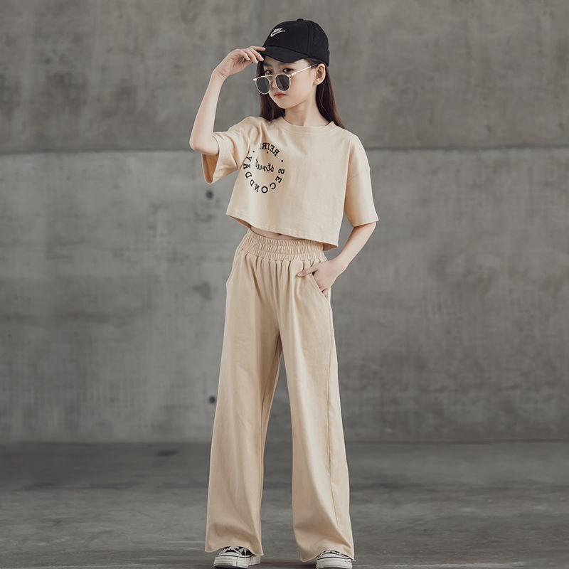 Set áo ngắn tay + quần dài thời trang mùa hè cho bé gái 5-12 tuổi