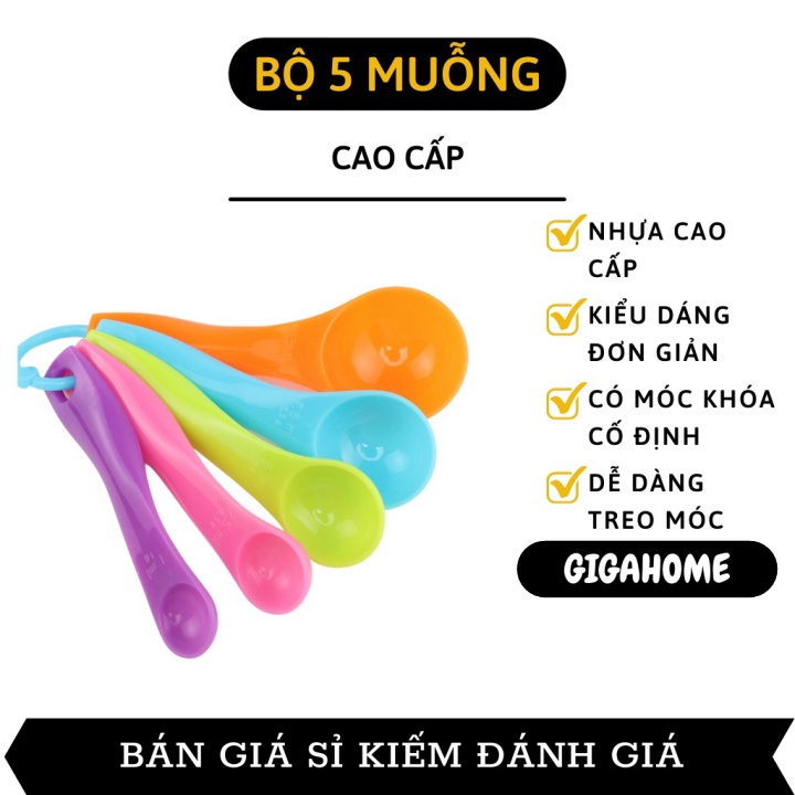 Muỗng Đo Lường GIGAHOME Bộ 5 Muỗng Thìa Đong Định Lượng Gia Vị, Làm Bánh Nhiều Kích Cỡ 9599