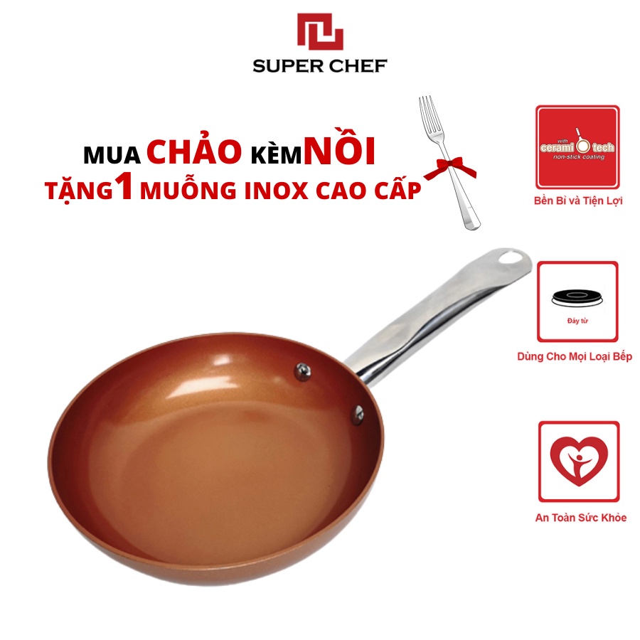 Chảo Chống Dính Ceramic Super Chef Bếp Từ Siêu Bền, An Toàn