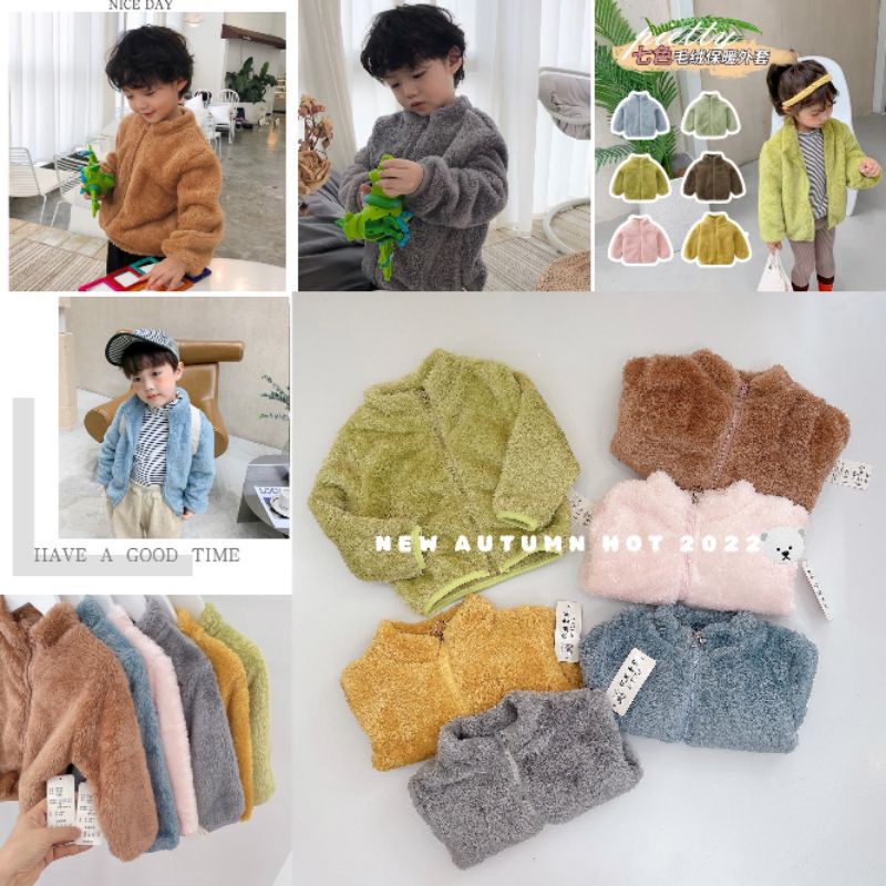 ÁO KHOÁC LÔNG CỪU DÀI TAY CHO BÉ TRAI BÉ GÁI