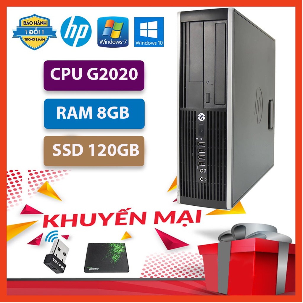 Case máy tính đồng bộ,máy tính để bàn HP Compaq 6300 SFF CPU G2020 Ram 8GB SSD 120GB+ Quà tặng