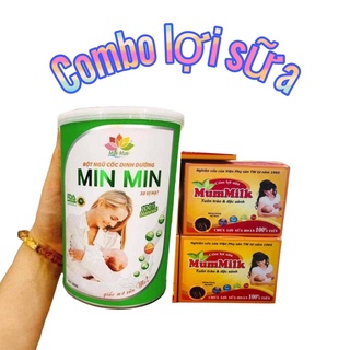 COMBO ngũ cốc lợi sữa Min Min dành cho phụ nữ sau sinh và cốm lợi sữa Mummilk