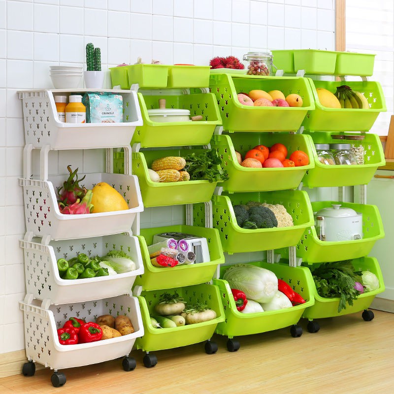 Giá để đồ nhà bếp đa năng rổ đựng rau củ quả sàn phòng khách Kệ nhiều tầng