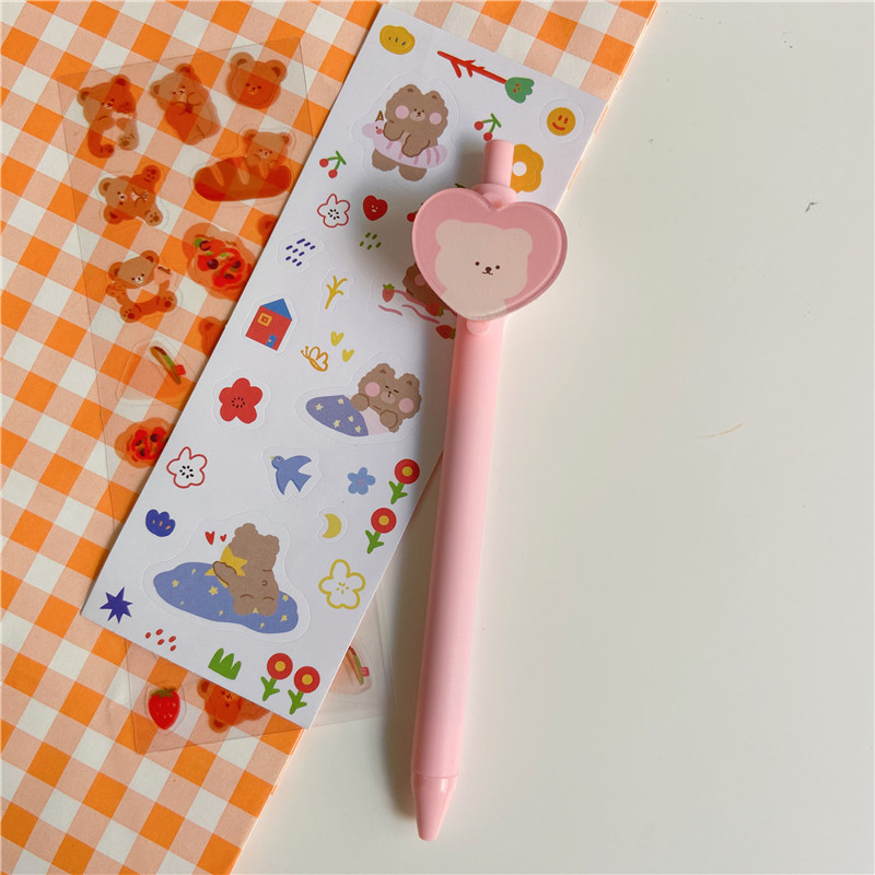 Bút bi màu macaron hình gấu hoạt hình đáng yêu kích thước ngòi 0.5mm