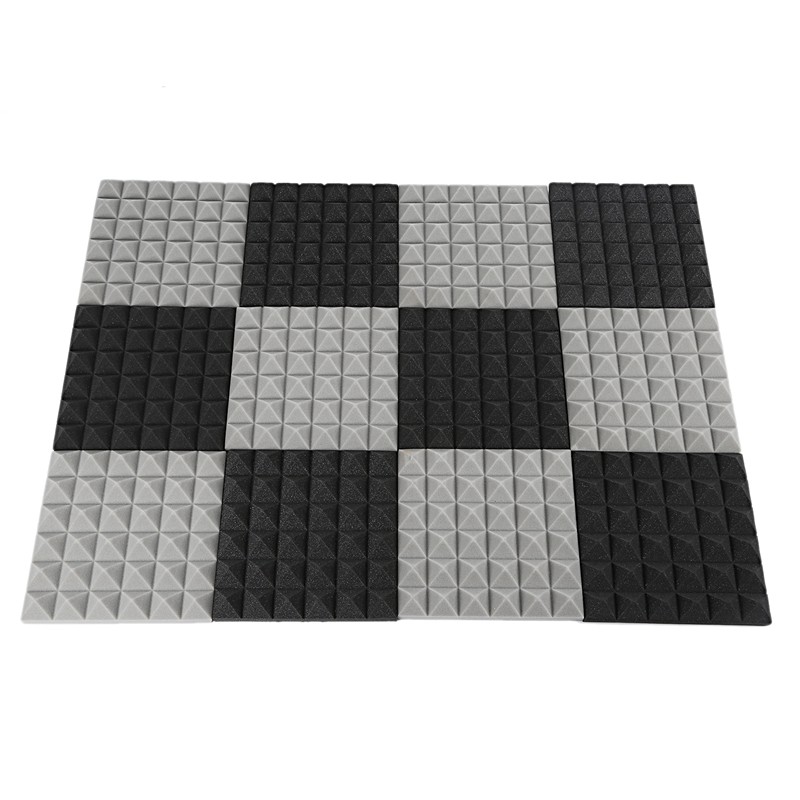 Set 12 tấm đệm cách âm cho phòng thu âm 2x10 inch có màu đen và xám