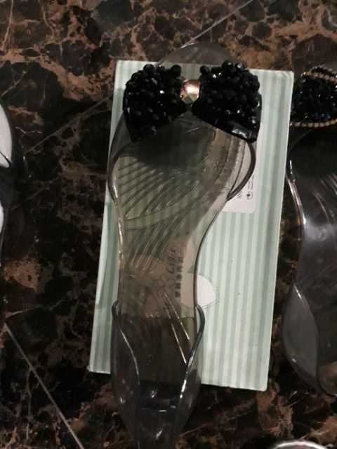 Giày nhựa nơ đá đen | BigBuy360 - bigbuy360.vn